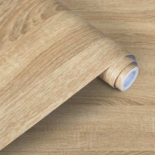 Alened Sticky Back Plastic Wood Effect Vinyl Wrap Self Adhesive Wallpaper | 40x300cm Brown Peel and Stick Waterproof Removable Vinyl Film for Kitchen Cupboard Furniture Wall