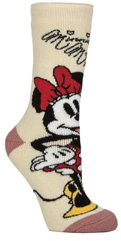 HEAT HOLDERS Ladies Thermal Warm Disney Socks Lite | Novelty Cute Minnie Mouse and Snoopy Printed Socks (UK, Numeric, 4, 8, Regular, Minnie Mouse (Yellow))