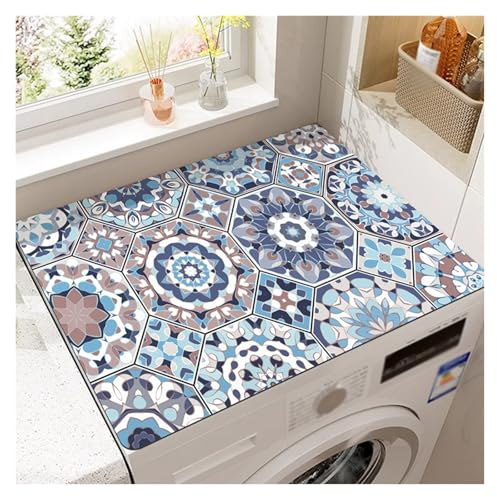 Vnook Washing machine dust protection mat, dryer top protector, worktop mat, diatom mud, absorbent, for refrigerator, washing machine, dryer, nightstand(Blue,68.5x68.5cm)