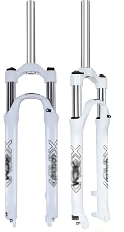 HZXQCVB Mountainbike-Gabel 26/27,5/29'' Mechanische Federgabel 1-1/8 Gerades Rohr Manuelle Sperre Scheibenbremse Schnellspanner 9mm Federweg 100mm(White,26in)