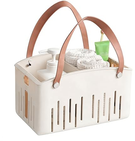 Hynorian Duschkorb Faltbar Kunststoff mit Griff und Abflusslöchern | Badezimmer Organizer mit Trennfächern, Caddy Organizer für Shampoo, Duschgel und Reinigungsmittel