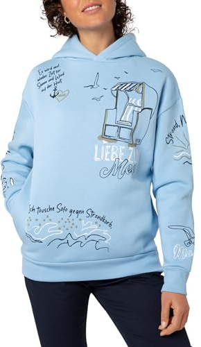Eight 2 Nine Damen Hoodie Kapuzenpullover Allover Küstenprint