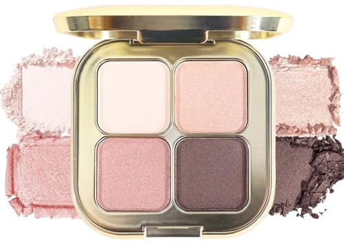 Muorruo Nude Champagne Brown Lidschattenpalette mit 4 Farben, inklusive Spiegel, natürliche, neutrale Puderlidschatten für reifere Frauen, langanhaltend, natürlich wirkend, leichtes, 01