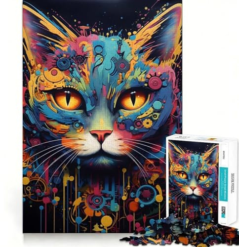 Roboterkatze Cyborg Puzzle 1000 Teile für Teenager Denksportaufgabe Geschicklichkeitsspielzeug Entspannungsspaß Exakt geschnitten (38x52cm)