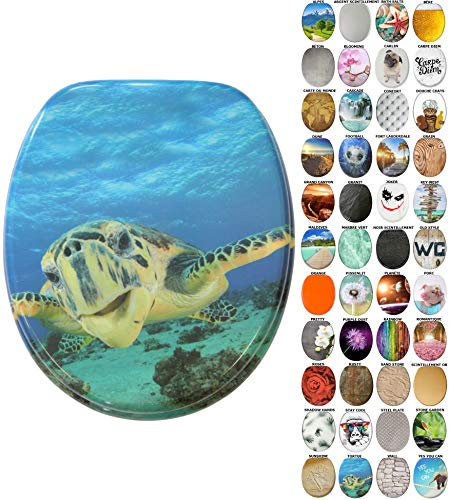 Sanilo Abattant WC frein de chute, Grande sélection de lunettes de toilette, Finition de haute qualité, Fixation facile (Tortue)