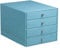 Rhodia 318867C Schubladenbox (mit 4 Schubladen, Griffe aus Metall, Kunstleder, elegant und praktisch, ideal für Ihr Büro oder Ihr zu Hause) 1 Stück, türkis
