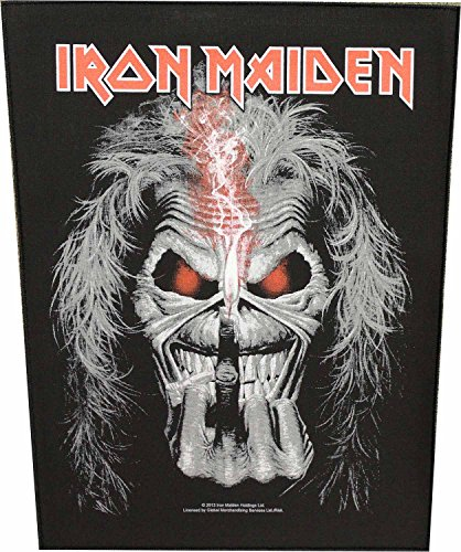 Unbekannt Iron Maiden Rückenaufnäher Eddie Candle Finger offiziell Schwarz Woven (36cm x