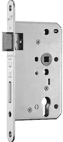 Serrure encastrée BMH 1000 PZW, droite, DM 65, têtière ronde en acier inoxydable