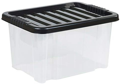URBNLIVING 24 Liter Black Storage Box & Lid x4