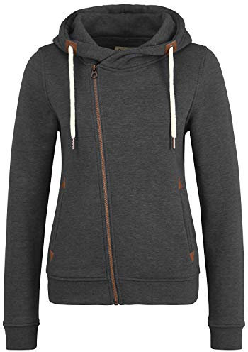 OXMO OXVicky Sweat Zip-Hoodie Damen Sweatjacke Kapuzenjacke Hoodie mit Kapuze Kordel Reißverschluss Eingrifftaschen Regular fit, Größe:M, Farbe:DAR Grey M (798288)