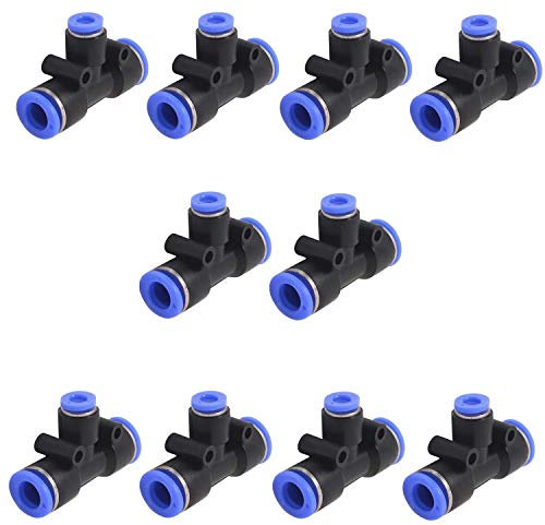 Movilideas 10 Stück Druckluftschlauchverbinder Schlauchkupplung 6mm T-Stück PE-6