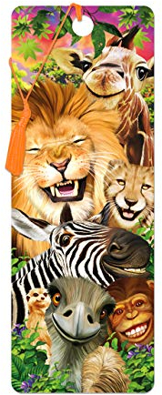 3D LiveLife Lesezeichen - Safari lächelt von Deluxebase. Ein Safari-Lesezeichen mit linsenförmigen 3D-Kunstwerken, das vom renommierten Künstler Michael Searle lizenziert wurde