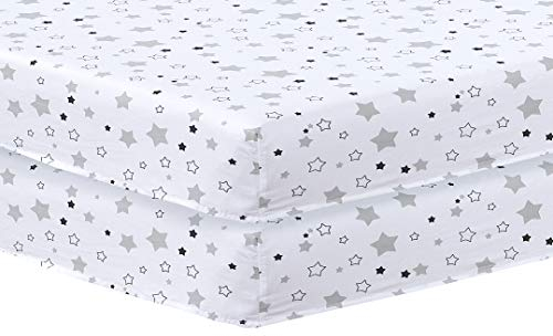 Spannbettlaken, für Kinderbett, 70 x 140 cm, Sterne, 2 Stück