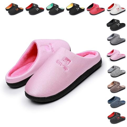 Git-up Pantofole da per Uomo Donna Morbido Memory Foam Morbido Caldo Suola Antiscivolo Scarpe da Casa per Interno Esterno, Rosa 46/47