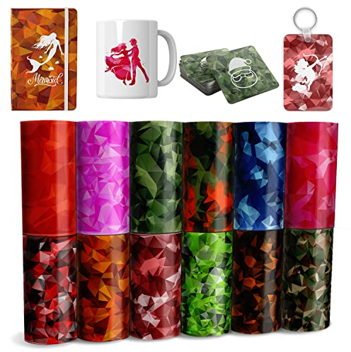 Geometric Infusible Transfer Ink Sheets, 12 Pcs 4.5x 12 Plain Color Pre-Printed Sublimation Paper for DIY Heat Press Mug, T- Shirts, Coasters