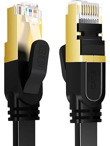 Reulin 3M Long Ultra-Flexible CAT8 Flat Ethernet Cable, High-Speed CAT 8 Internet Cable 3 M, LAN Network Cable 40Gbps 2000MHz [ 3.0 Metres ]