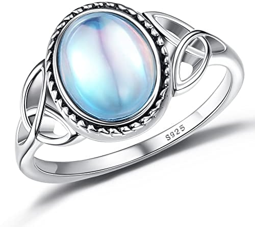 ADRAMATA 925 Sterling Silber Ring für Damen Edelstein Ring Mondstein Ring Stimmungsring Stil Solitär Ovaler Gefühls Edelstein Ring Silber Ring für Damen
