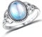 ADRAMATA 925 Sterling Silber Ring für Damen Edelstein Ring Mondstein Ring Stimmungsring Stil Solitär Ovaler Gefühls Edelstein Ring Silber Ring für Damen