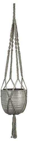 Scheurich Corteza Sky, Hängeampel aus Baumwolle Länge 90 cm & Keramik, Farbe: Pimienta, 15,6 cm Durchmesser, 14 cm hoch, 1,9 l Vol.