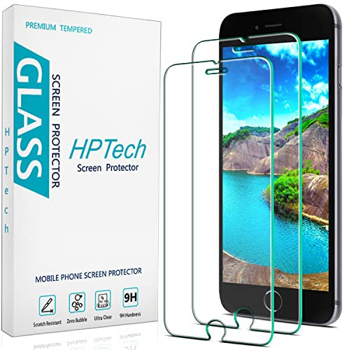 (2 Pack) HPTech Tempered Glass for iPhone SE 3, SE 2022, iPhone SE 2, SE 2020 Screen Protector, Anti Scratch, Bubble Free, Case Friendly