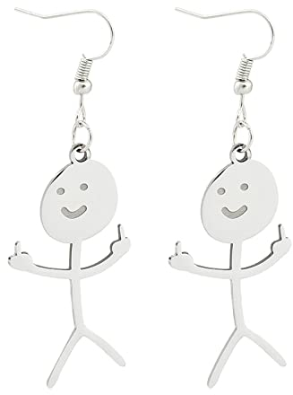 Ohrringe Set Nette Lustige Gekritzel Ohrringe Für Frauen Edelstahl Tropfen Ohrringe Personalisierte Anhänger Ohrringe silver