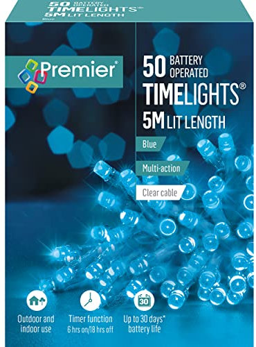 Premier Timelights 50 LEDs Battery Operated Multi Action Timer Function 5m Lit Length - Blue