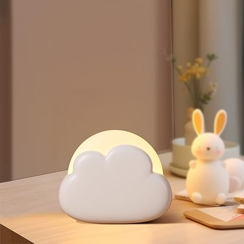 Diboniur Veilleuse Nomade Portable, Veilleuse Nuage Rechargeable pour Allaitement, Veilleuse Bébé Lampe Chevet Enfant, Lumière Décor Chambre Bébé, 4 Intensités Réglables (Blanc)