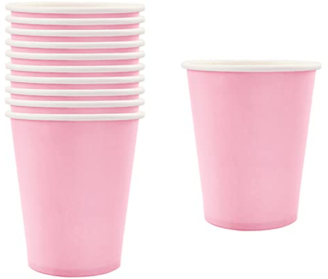 16pcs Pink Paper Cups 9 Ounce Solid Color Paper Cups,Disposable Party Cups Tableware Birthday Decorations Cups for Him,Her,Men,Women,Adults Tea Party,Drinking Cups for Party Birthday Supplies