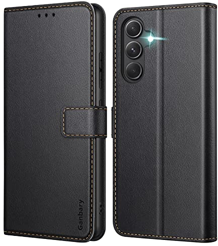 Ganbary Funda Compatible con Samsung Galaxy A54 5G, Funda Tapa Libro Movil Carcasa PU Cuero Funda para Samsung Galaxy A54 5G [Protección Completa] [Ranura Tarjeta][Función Soporte], Negro