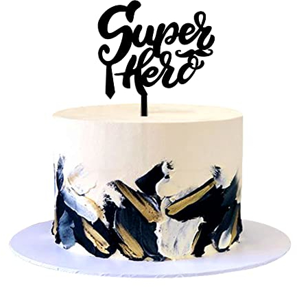 Ercadio 1 Packung Acryl Super Hero Dad Cake Toppers Acryl Happy Father's Day Cake Toppers Love Dad Cake Toppers Best Dad Cake Decors for Father's Day Theme Party Birthday Cake Decoration Supplies