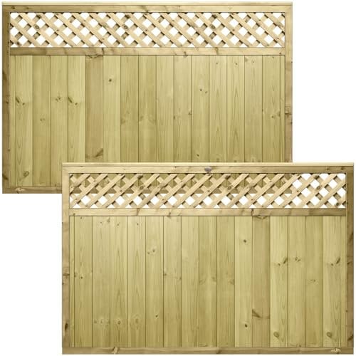 Urban Premier Diamond 6x4ft (W: 6ft x H: 4ft) Fence Panel Decorative Garden Treated Trellis Top Fully Rebated Framed with Interlocking Smooth-Planed Tongue & Groove Width 1828mm x Height: 1200mm