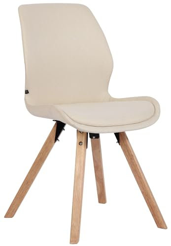 CLP Besucherstuhl Luna Kunststoff I Stoff I Samt I Kunstleder I Lehnstuhl mit Holzgestell, Farbe:Creme, Material:Stoff