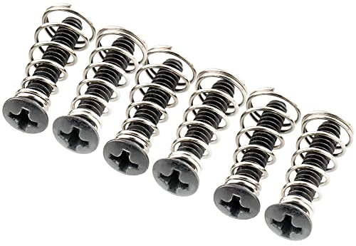 Musiclily Ultra UNC#6-32x3/4 Inch Vis et Ressorts Micros Simple Bobinage en Acier Inoxydable pour Guitare Electrique USA/Mexique Fender Strat Style, Noir (Lot de 6)