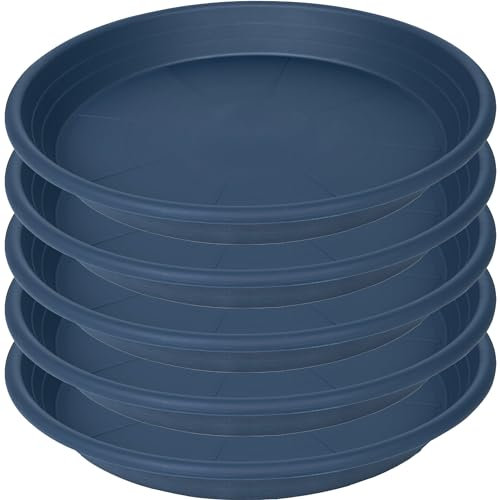 SAUCERHOME Paquete de 5 bandejas de platillo para Plantas, platillos de Flores de plástico de 6 Pulgadas y bandejas de Goteo para Interiores y Exteriores, Plato Pesado y Duradero (Azul)
