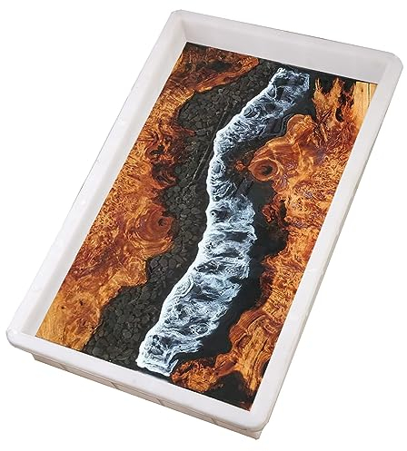Kalinta Stampo epossidico riutilizzabile senza guarnizione, 60 x 40 x 7 cm, grande stampo in resina per tavolo da fiume, tagliere, tavolino da fiume, arte in resina, arte fai da te per la casa