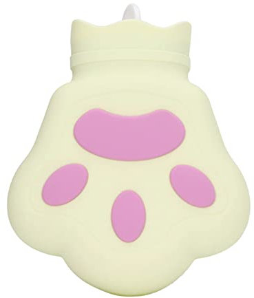 Cute Cat Paw Hot Water Bag Hot Water Bottles, Hot Water Bottle with Cover Hot Water Bottle Small Hot Water Bottle for Women, Kids, Best Gifts(Pale Yellow)