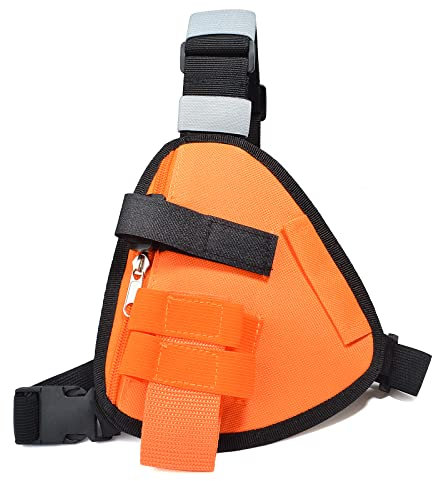 HYSHIKRA Walkie Talkie Chest Harness Radio Holder with Strap Compatible with Baofeng Motorola Kenwood Midland Presiden Randy (III) 3 Two Way Radio (Medium, Orange)