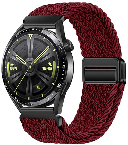 XMUXI 22mm Nylon Armband Kompatibel mit Huawei GT4/GT5/GT3/GT 46mm/Garmin Venu 3/Venu 2/Vivoactive 4, Sport Uhrenarmband für Forerunner 255/265 Damen Herren Elastisches Geflochtenes