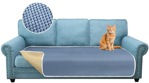 Granbest Dicke Mikrofaser Samt Sofa Sitzbezug 3-Sitzer Sofabezug, Hohe Dichte Anti-Rutsch Couchbezug, Vier Jahreszeiten Universal Waschbare Sofaschutz für Haustiere und Kinder (3 Sitzer, Anzurblau)