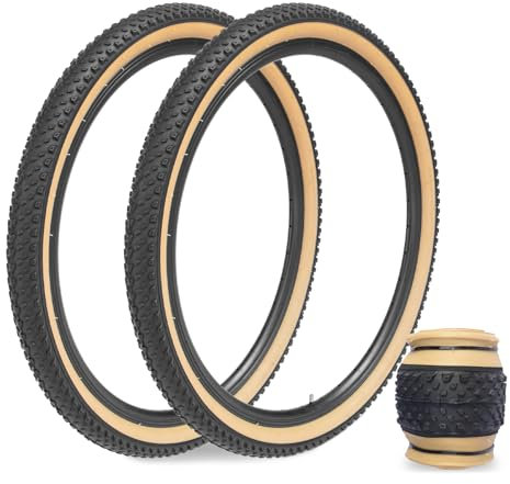MAKELEN Mountainbike-Reifen, 26 Zoll, starker Griff, kompatibler Ersatz-Fahrradreifen für MTB, Mountainbike, Citybike, braune Seitenwand
