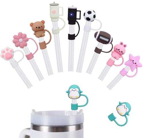 Bzzerumy Strohhalm Abdeckung für Stanley Cup, Kompatibel mit Stanley Tumbler 40/30 Oz,Silikon Strohhalm Topper für Stanley Cups, Geeignet für alle 10MM Strohhalme