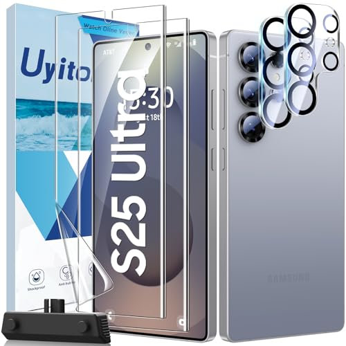 Uyiton für Samsung Galaxy S25 Ultra Schutzfolie - 2 Stück Weich EPU Folie und 2 Stück Kameraschutz, Kratzfest Blasenfrei HD Klar Displayfolie Fingerabdruck Entsperren für Samsung S25 Ultra