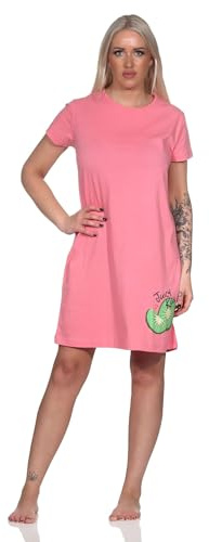Normann Damen Kurzarm Nachthemd Sleepshirt mit Kiwi als Motiv