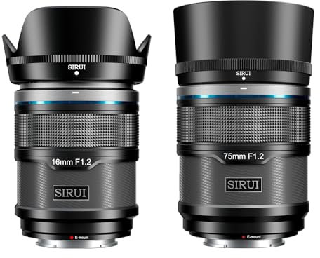 SIRUI Sniper 16mm, 75mm Autofocus Lens Set, F1.2 Wide Angle APS-C Camera Lens, E Mount Lens for A6400, A6700, ZV-E10, FX3/30(AS-2S-EB, E Mount, Black)