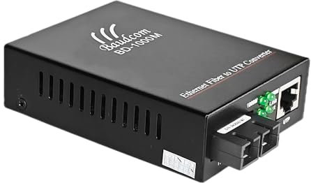 Convertitore multimediale Gigabit in fibra a Ethernet Baudcom monomodale, fibra SC doppia, 20 km, 1000Base-LX a 10/100/1000Base-Tx Convertitore Ethernet Gigabit SMF in fibra SC a rame RJ45