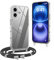 OLEPHY Crossbody Lanyard Case Compatible with iPhone 16 with Strap, Necklace Mobile Phone Cover with Adjustable and Removable Neck Strap, Transparent Shockproof Protective Case, Black