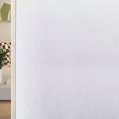 Window Film Privacy Glass Windows Film Frosted Window Film Frosting Opaque Window Sticker Door Cover Self Adhesive Roll UV Block No Glue Static Cling Vinyl Film for Bathroom Home Office 60x500cm