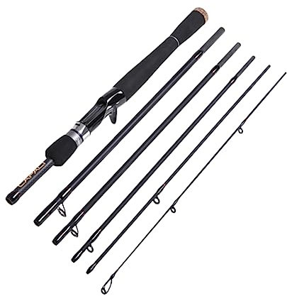 YARNOW Canne À Pêche Portable De 2 7 M pour La Pêche Au Bar 7 Sections en Carbone avec Guide en Céramique pour Leau Douce