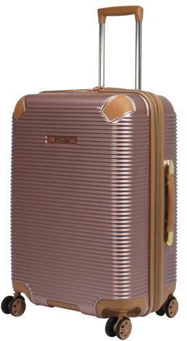 Rocklands® Expandable 4 Wheel ABS-PC Hard Shell Luggage Suitcase TSA Lock (Rose Gold, Medium - 66 x 46 x 27 cm)