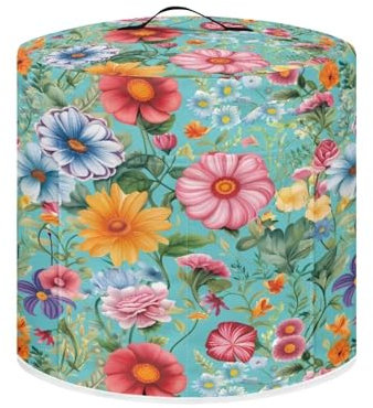 TODIYADDU Green Colorful Floral Pressure Cooker Cover with Handle Fashion Kitchen Appliance Dust Covers for Instant Pot Portable Air Fryer Dust Cover Round Protective Cover Bag Trendy Home Decors